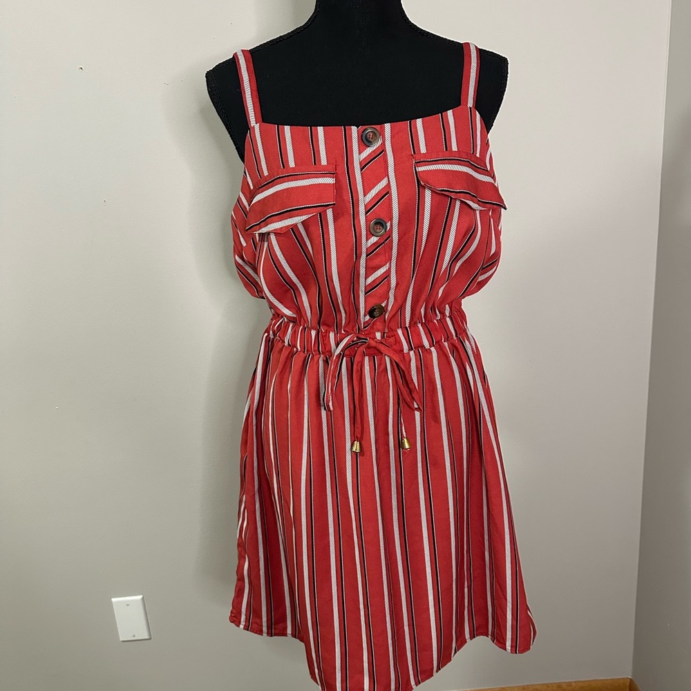 Red Striped Sleeveless Dress